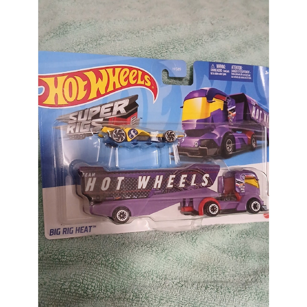 Big Rig Heat Purple Hot Wheels Truck and Jet Race Car