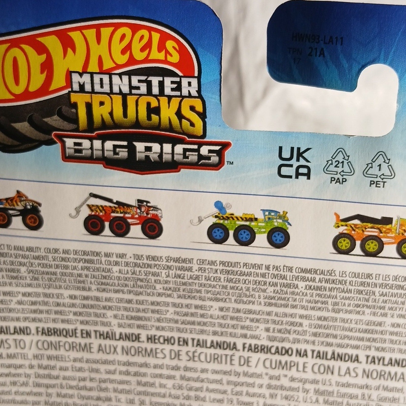 Hot Wheels Monster Trucks Loco Punk - Blue and Yellow Big Rigs 6 Wheeler