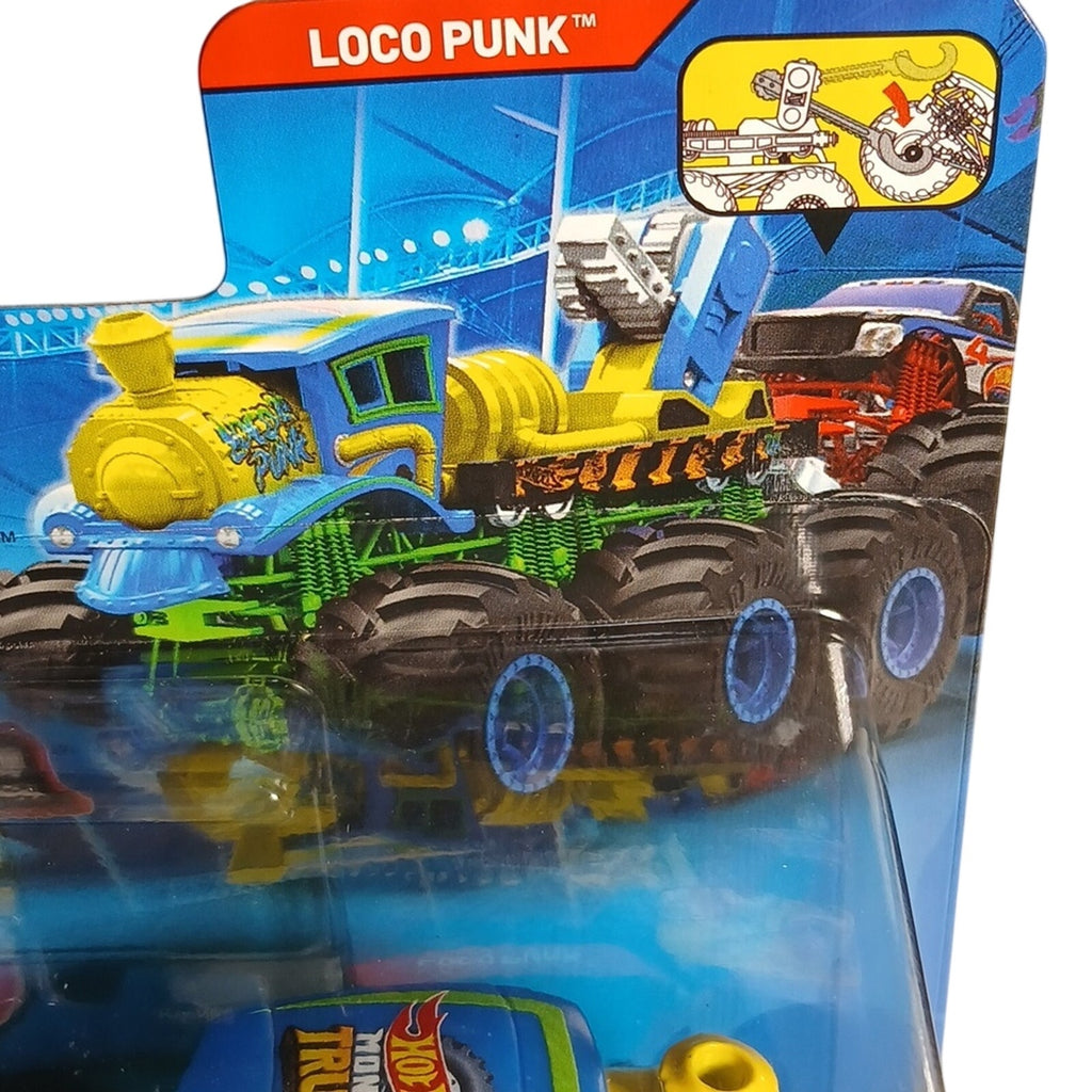 Hot Wheels Monster Trucks Loco Punk - Blue and Yellow Big Rigs 6 Wheeler