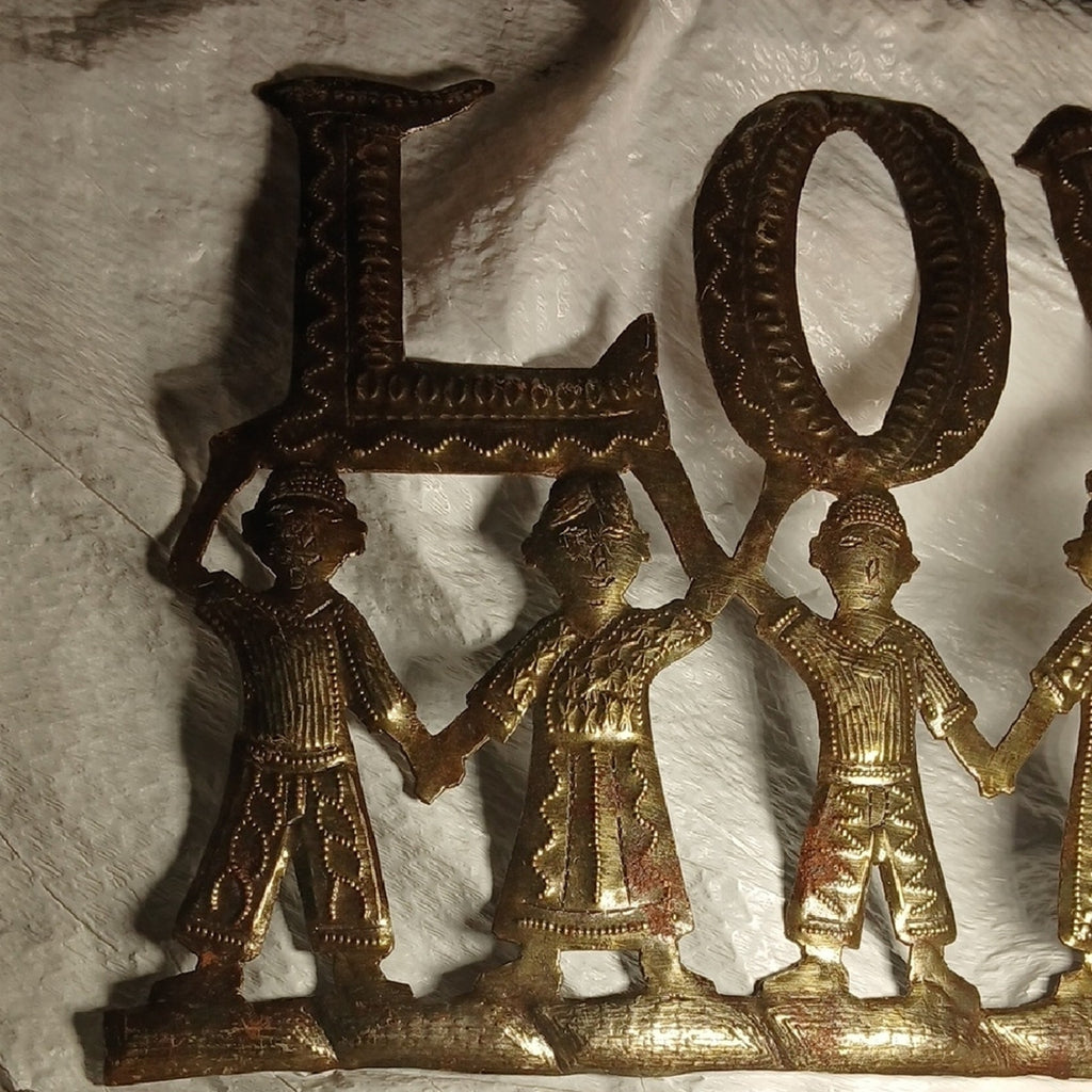 LOVE Metal Wall Art Sculpture - Bronze Finish. 10 inches X 16 Inches Wide
