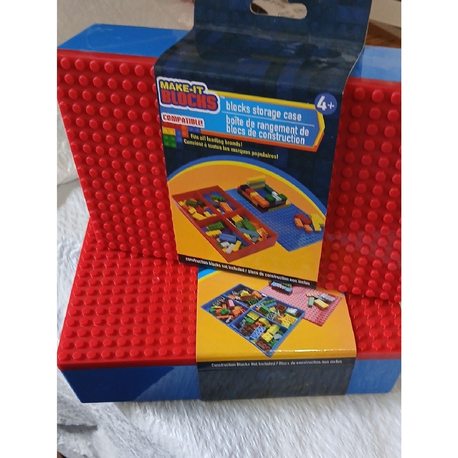 Red Top & Blue Box Blocks Storage Case for Kids.