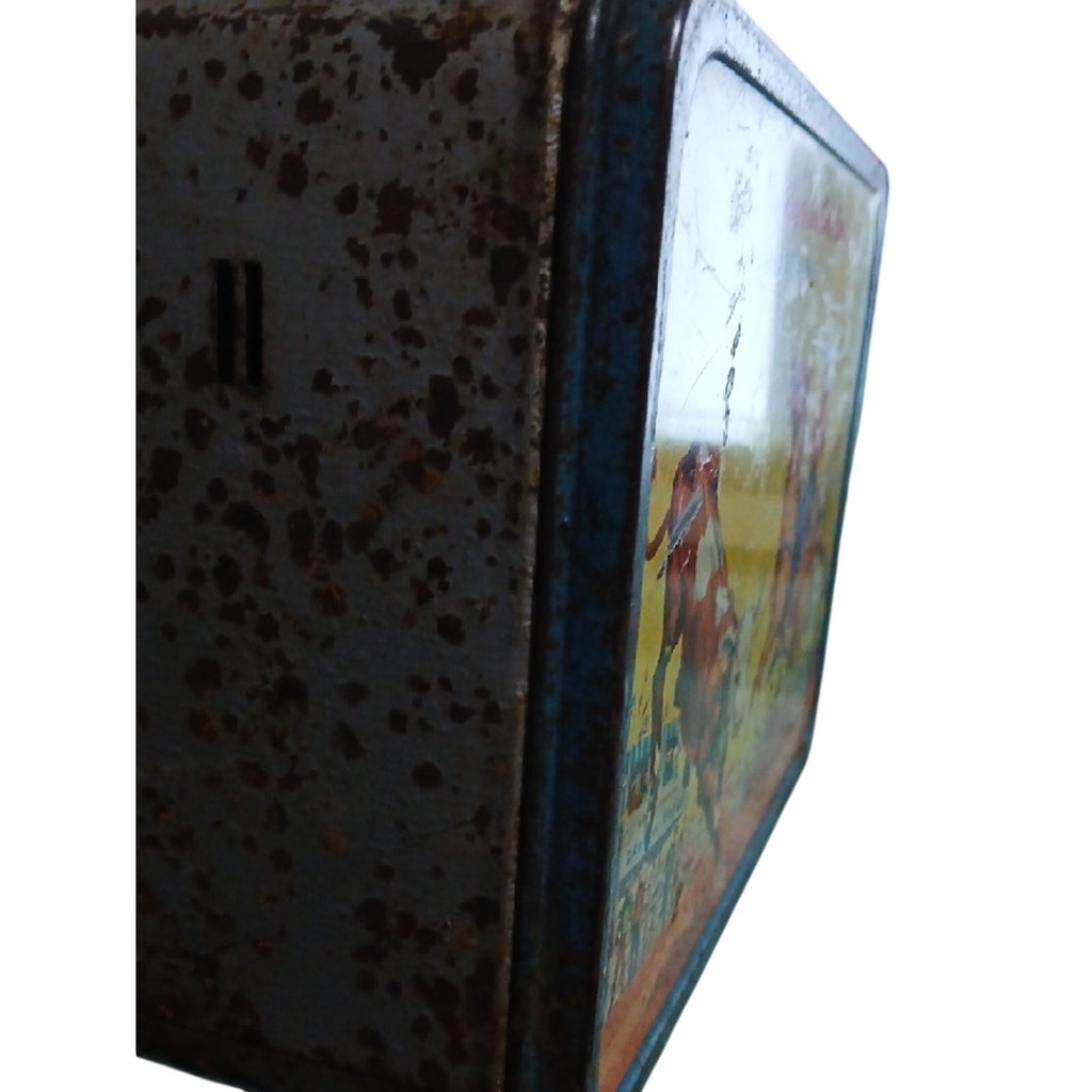 Roy Rogers And DALE EVANS  Thermos  Metal Lunchbox with Rodeo Scene. No Thermos