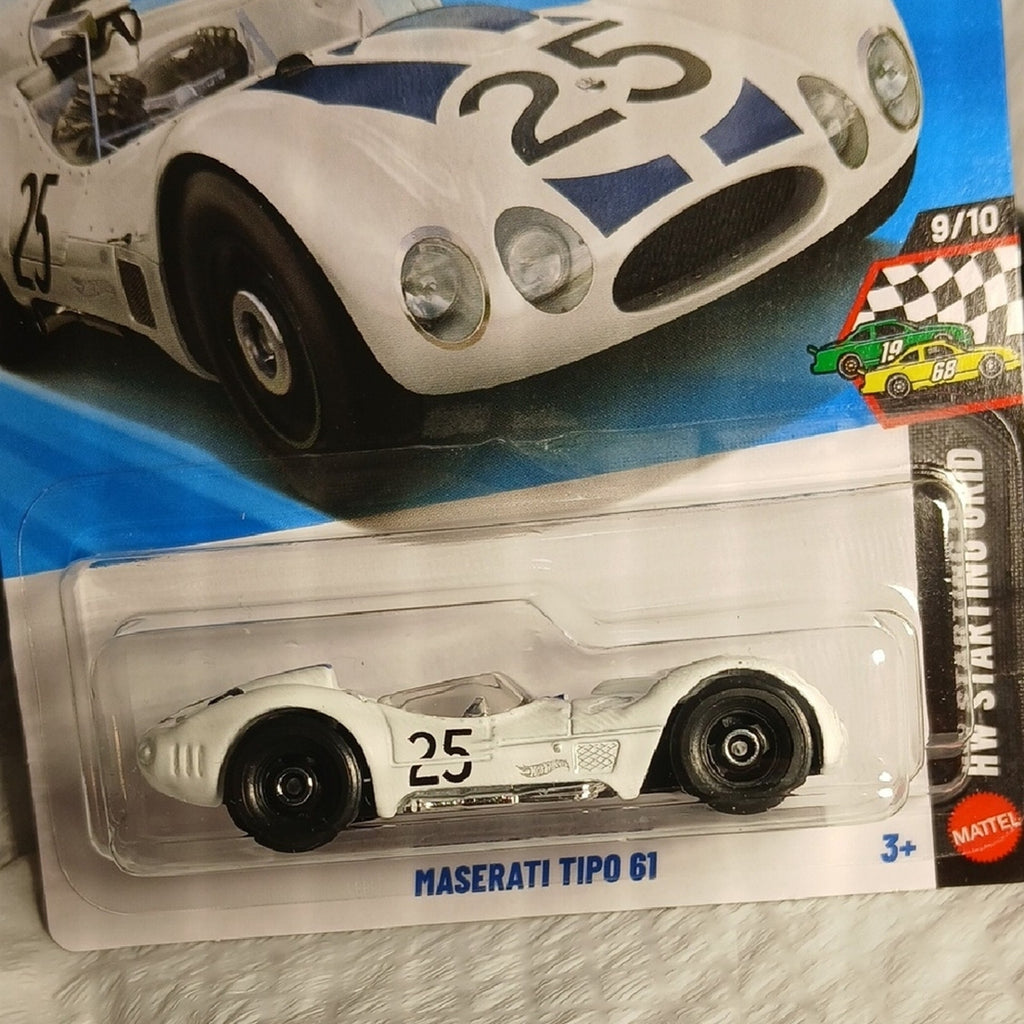 Mattel Maserati Tipo 61 White and Blue Hot Wheels Car