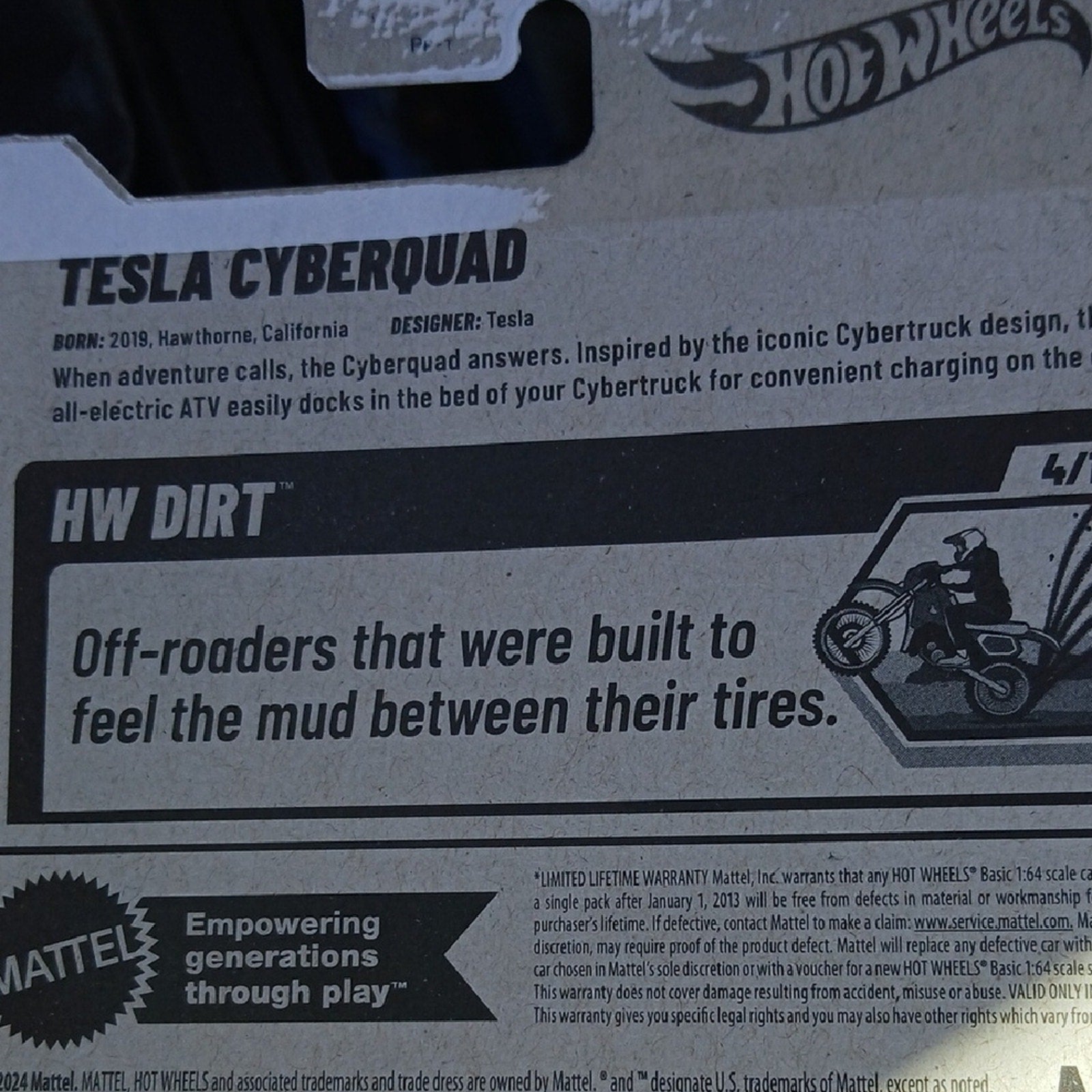 Hot Wheels Mini  Tesla CyberQuad Bike - Black and Gold