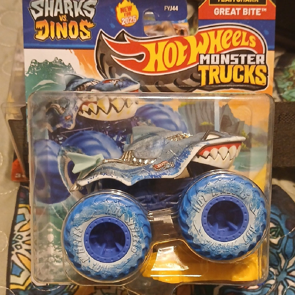 Hot Wheels Monster Trucks Great Bite - Blue Tires [Sharks V DINOS] 1/64