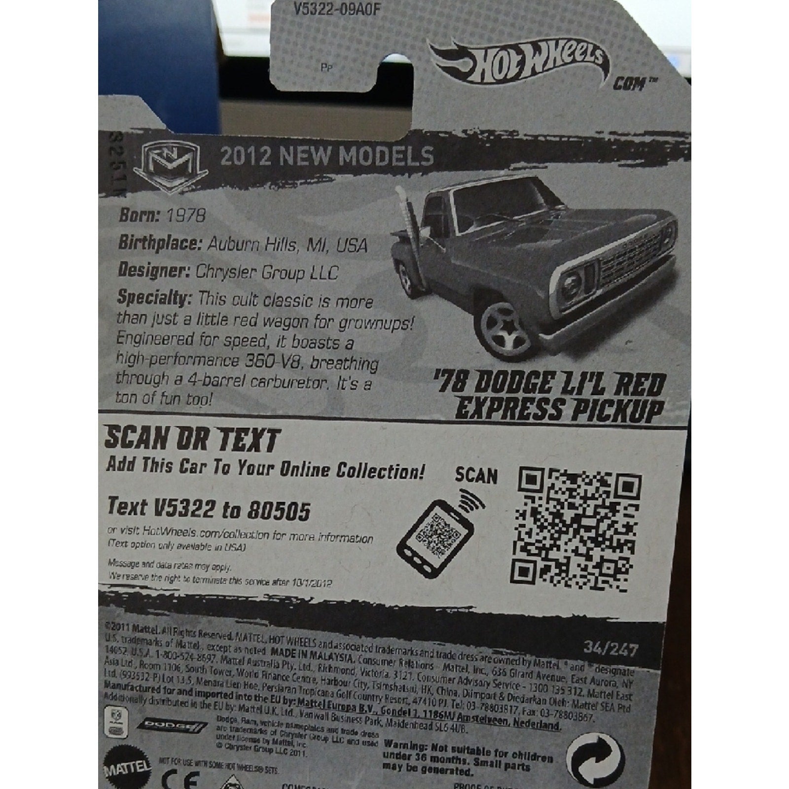 78 DODGE Lil Red Express Pickup Toy Truck - Red HOT WHEELS