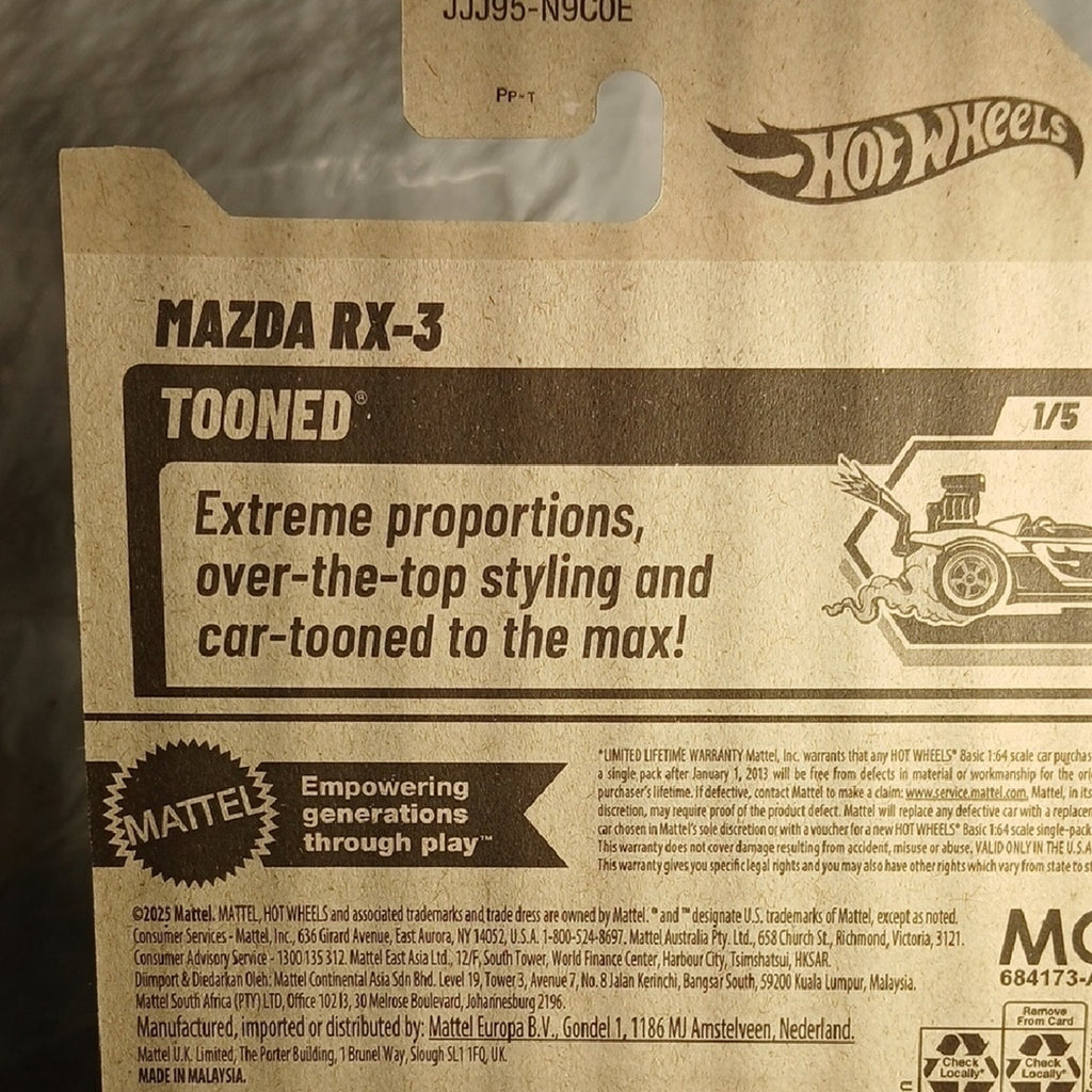 Mattel Tooned Mazda RX-3 Blue Toy Car