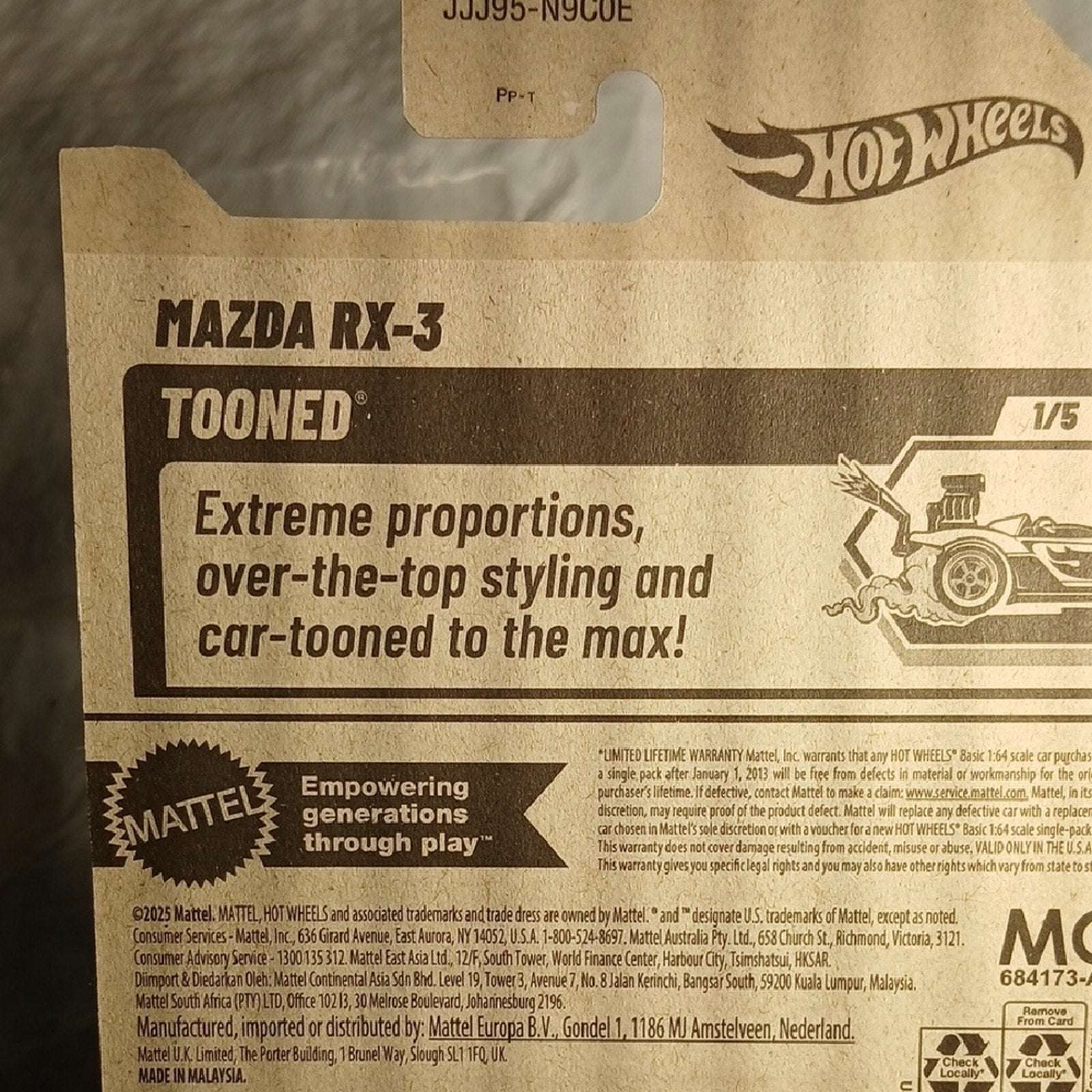 Mattel Tooned Mazda RX-3 Blue Toy Car