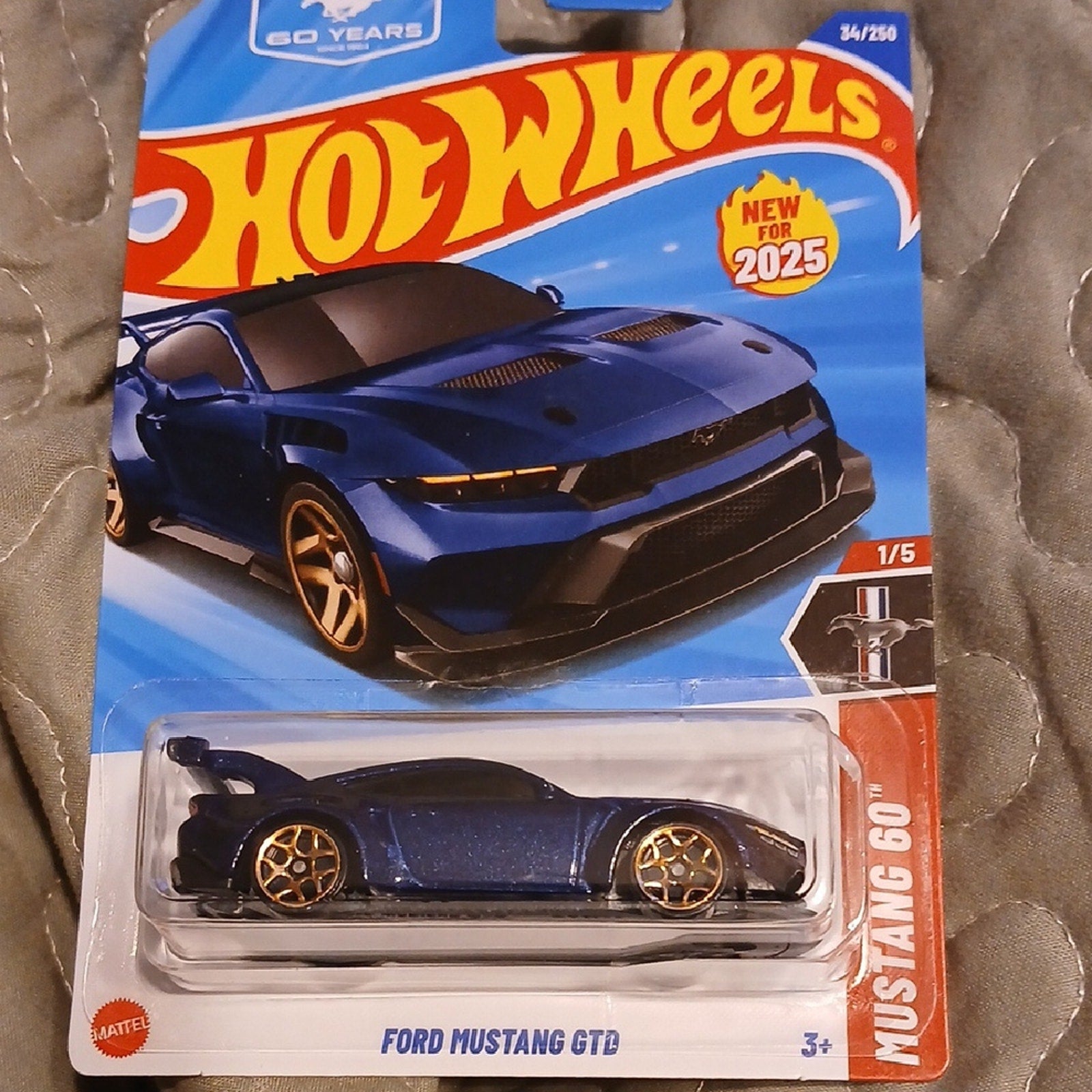 Ford Mustang GTD Toy Car - Blue and Gold HOT WHEELS