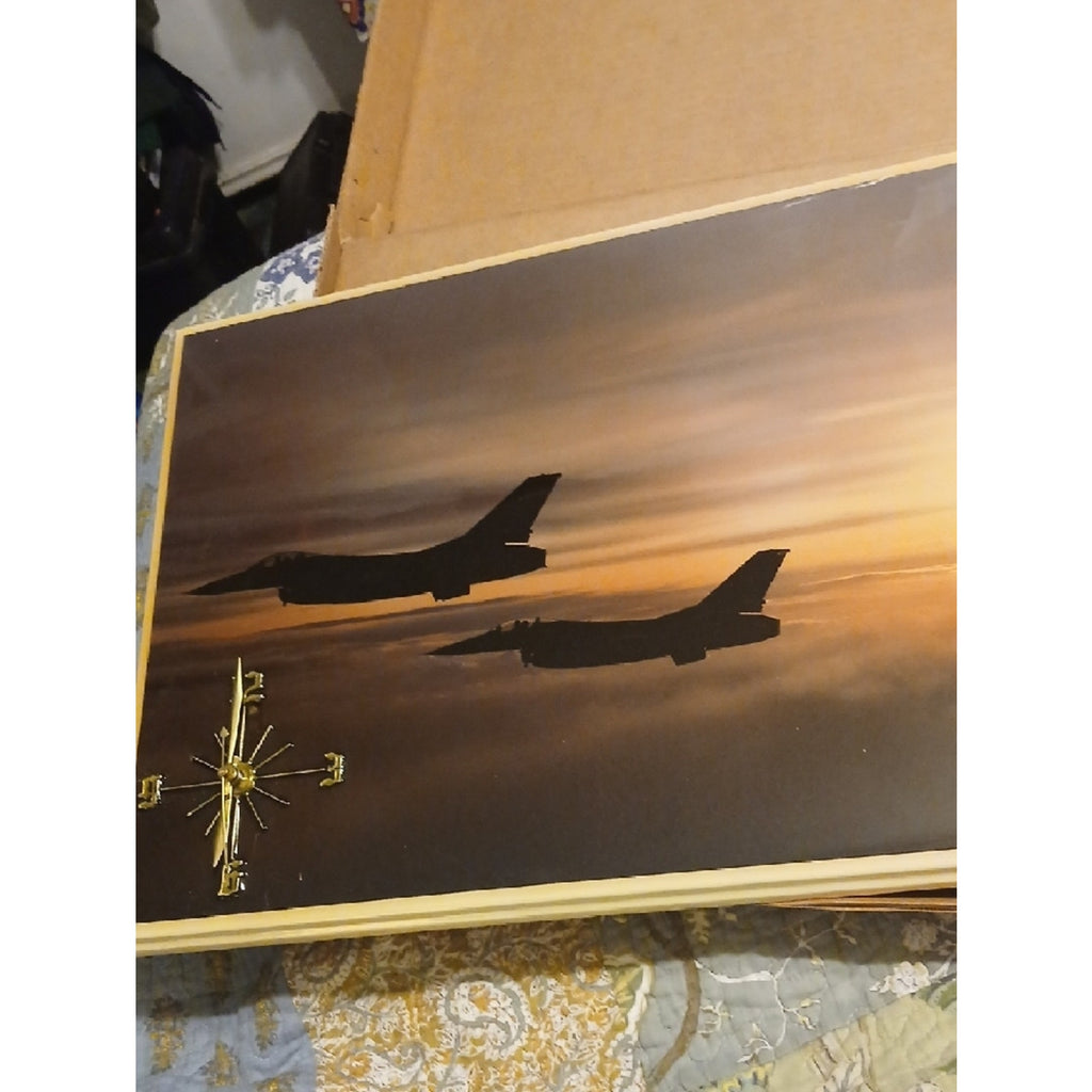 Ozark Mountain Clock Branded - Jet Fighter Silhouette Clock New In Original Box