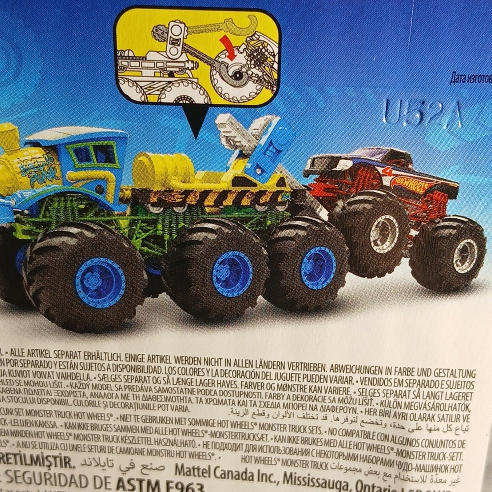 Hot Wheels Monster Trucks Loco Punk - Blue and Yellow Big Rigs 6 Wheeler