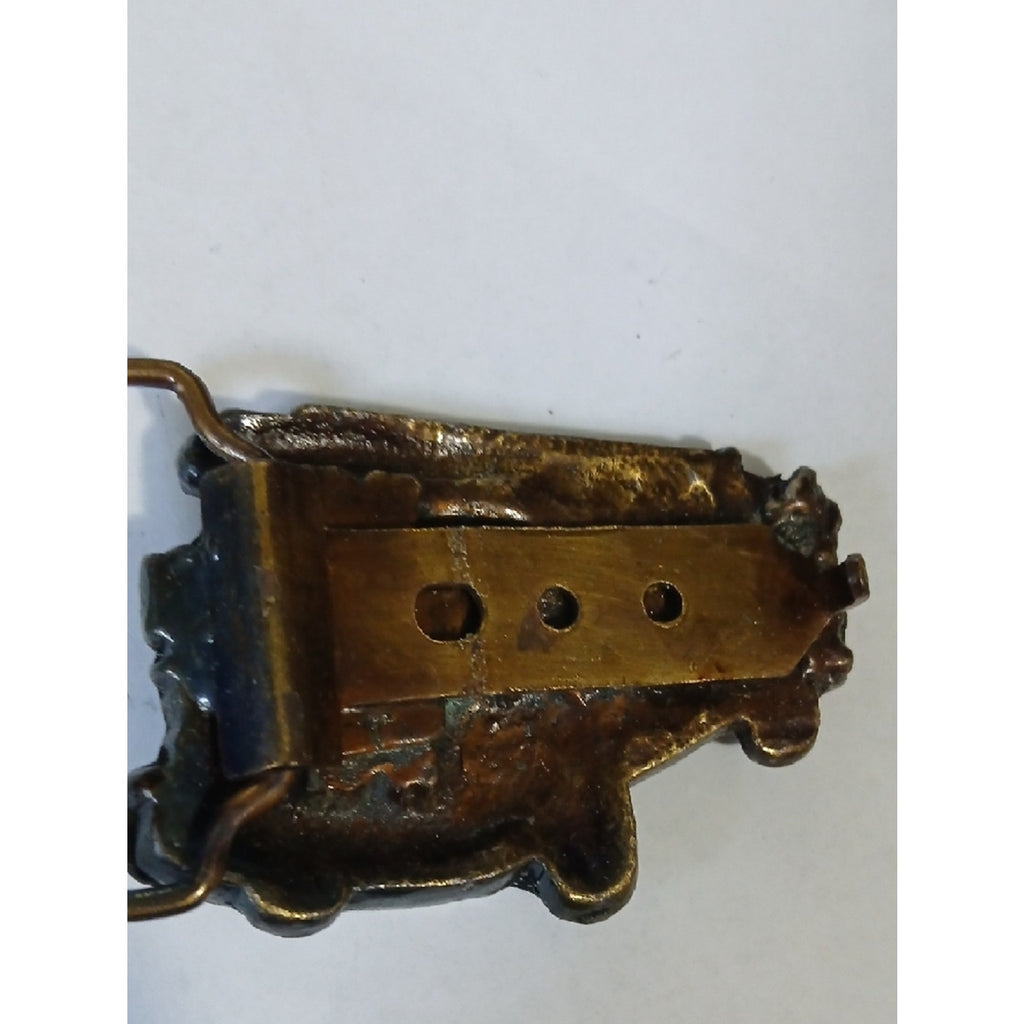 Antique Brass-Tone Fire Truck Belt Buckle 1.5 Belt Width
