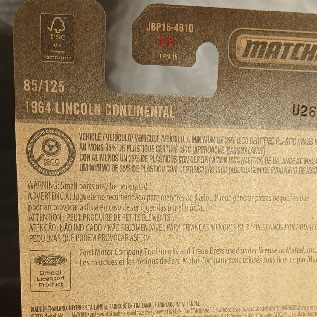 Mattel Matchbox White 1964 Lincoln Continental Die-Cast Car