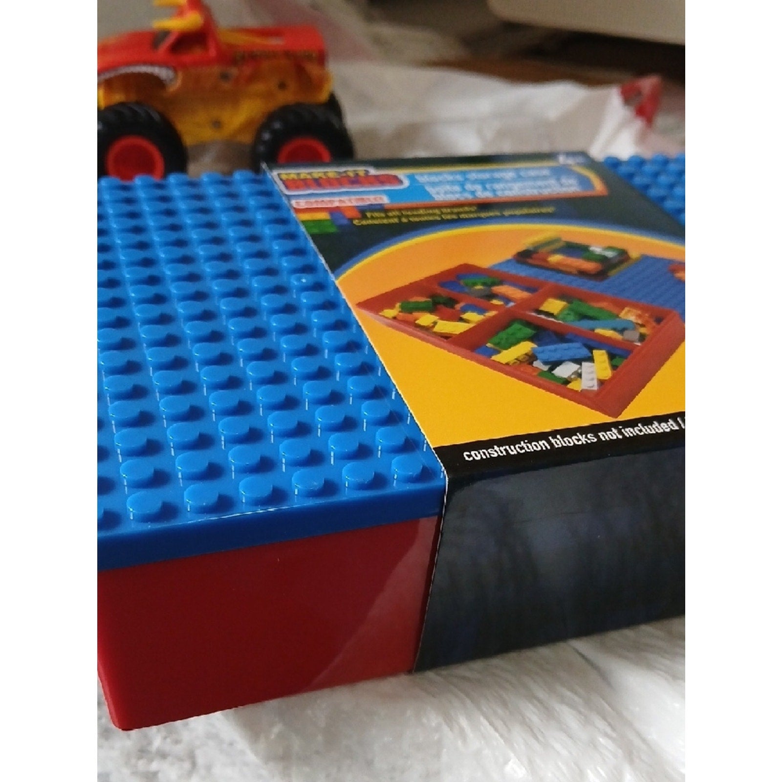Blue Building Plate with Blue Building Base Red Storage Case - Kids Set  5x8x1.5