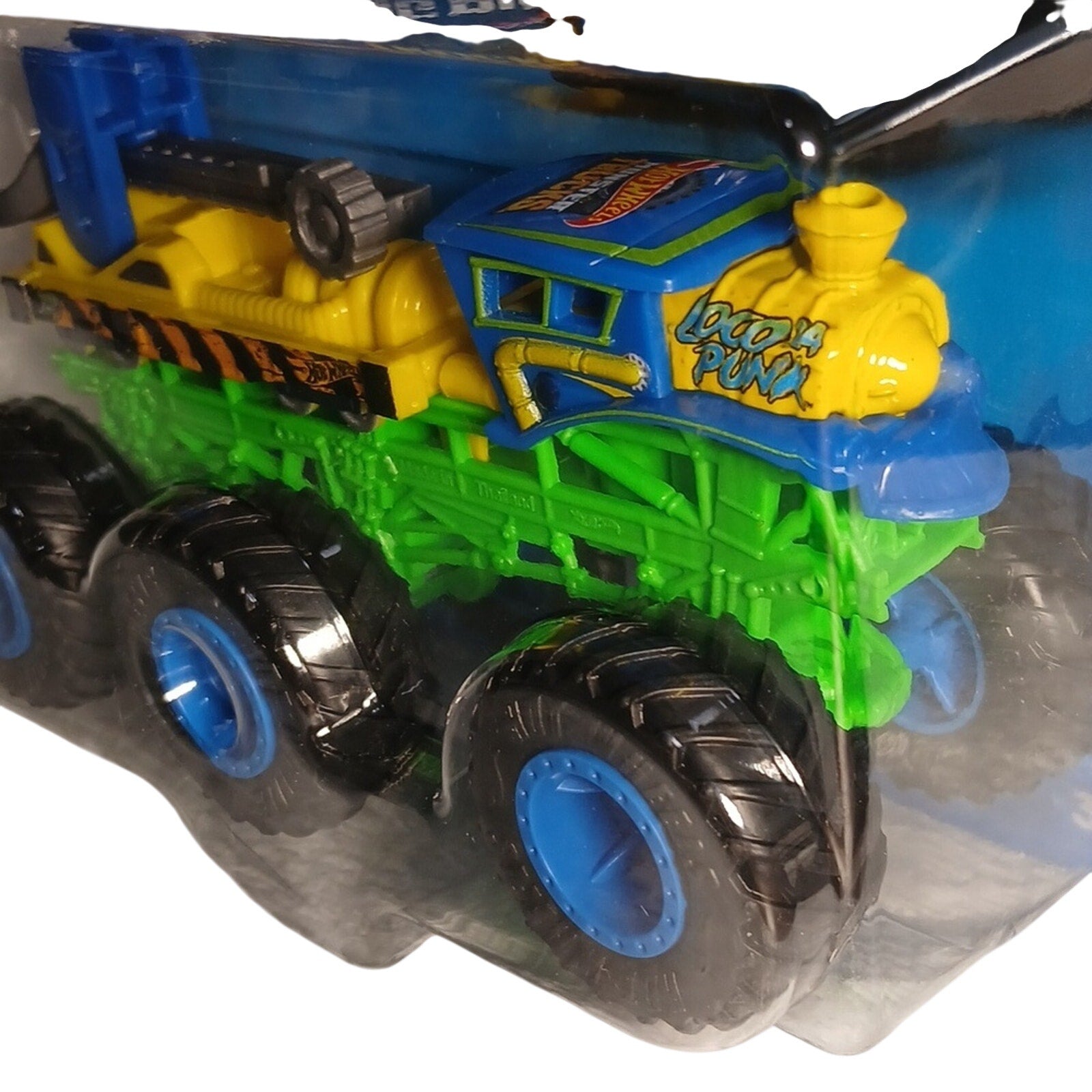 Hot Wheels Monster Trucks Loco Punk - Blue and Yellow Big Rigs 6 Wheeler
