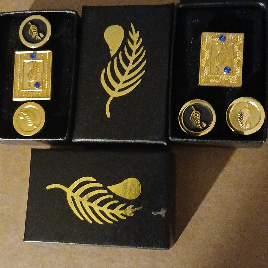 Melaleuca Award Gold and Blue Stone Men's Accessory Set.