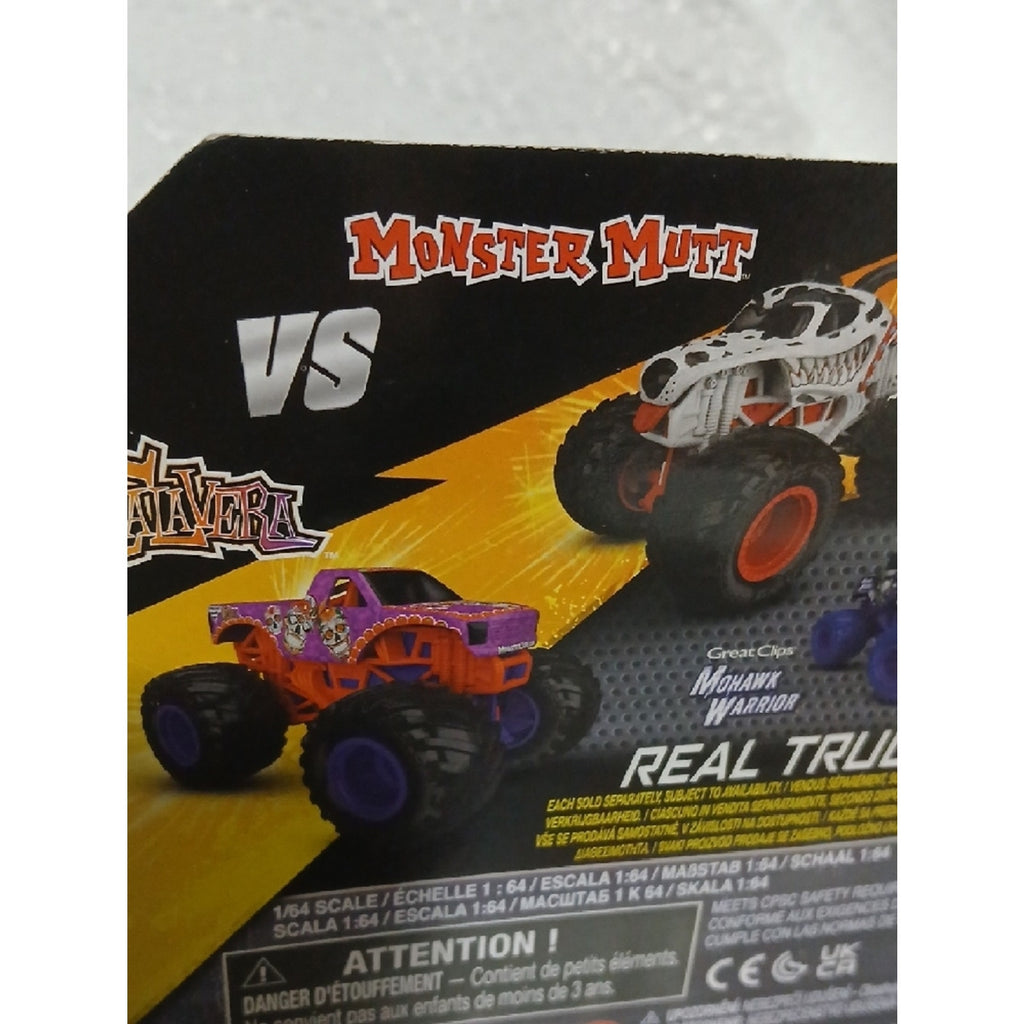 Monster Jam 2-Pack: Monster Mutt & Calavera Truck in White, Orange, Purple