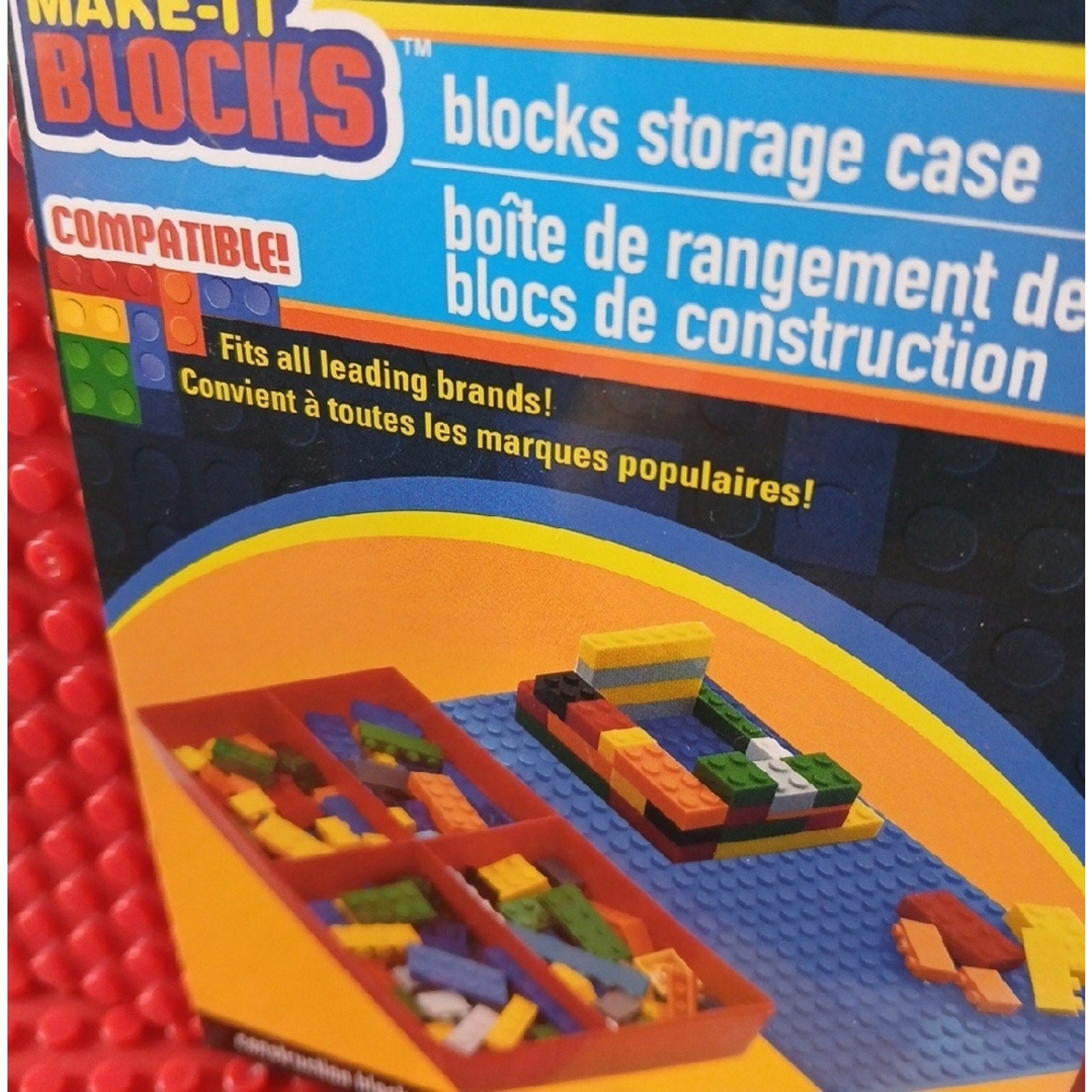 Red Top & Blue Box Blocks Storage Case for Kids.
