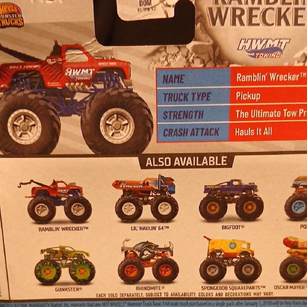 Ramblin Wrecker - Hot Wheels Monster Truck. Red and Blue