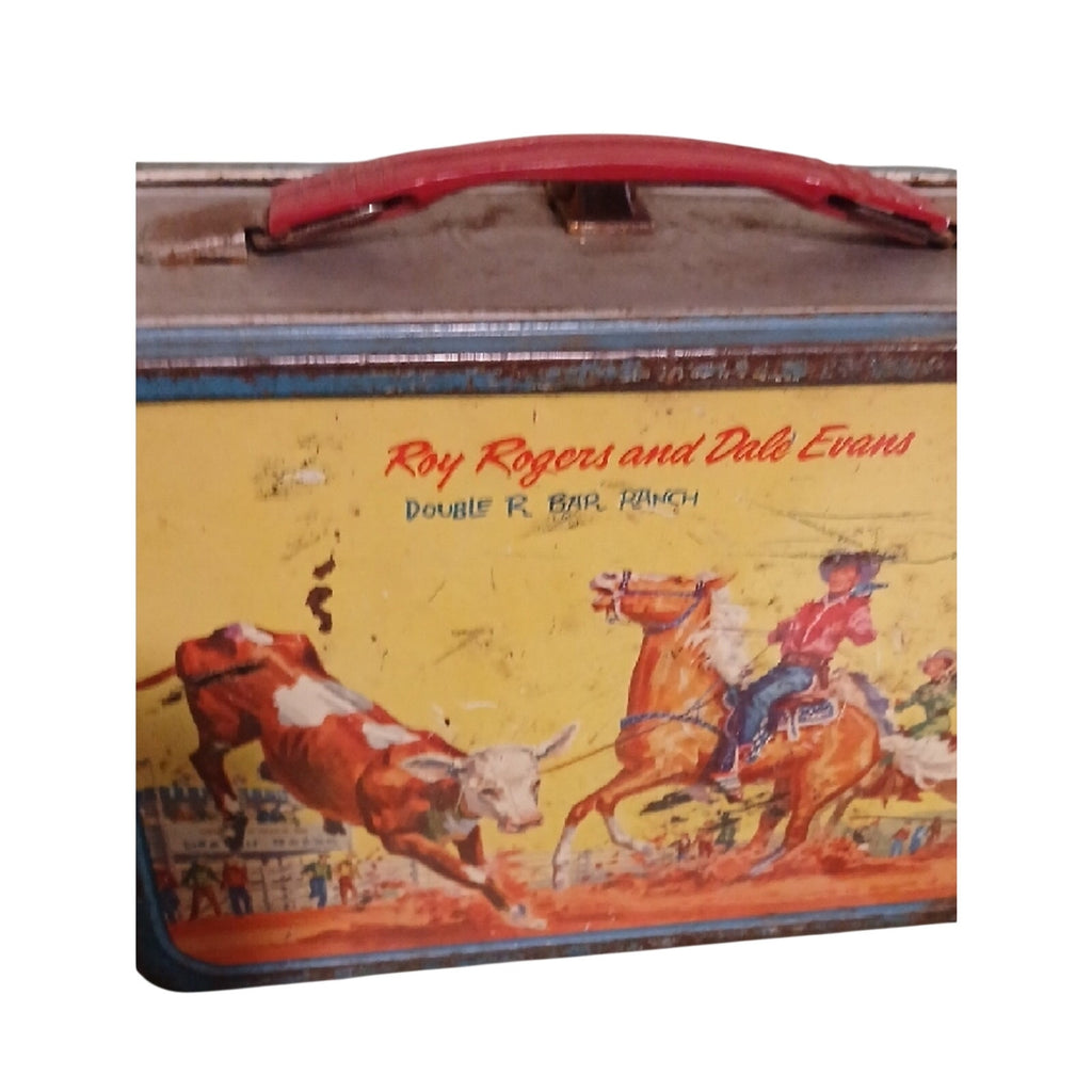 Roy Rogers And DALE EVANS  Thermos  Metal Lunchbox with Rodeo Scene. No Thermos