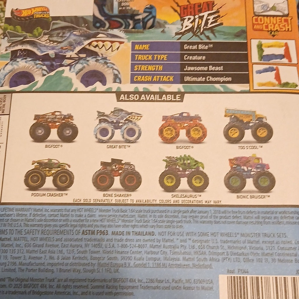 Hot Wheels Monster Trucks Great Bite - Blue Tires [Sharks V DINOS] 1/64