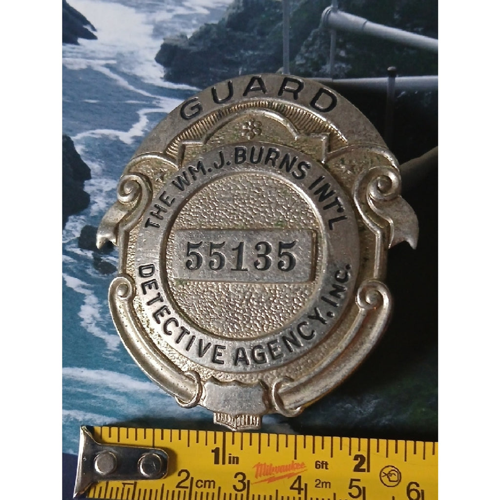 Burns Detective Agency Guard Badge '55135' - Blackinton Detective Badge