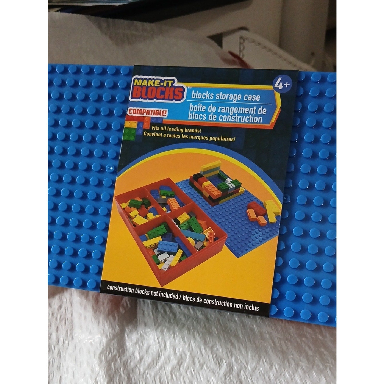 Blue Building Plate with Blue Building Base Red Storage Case - Kids Set  5x8x1.5