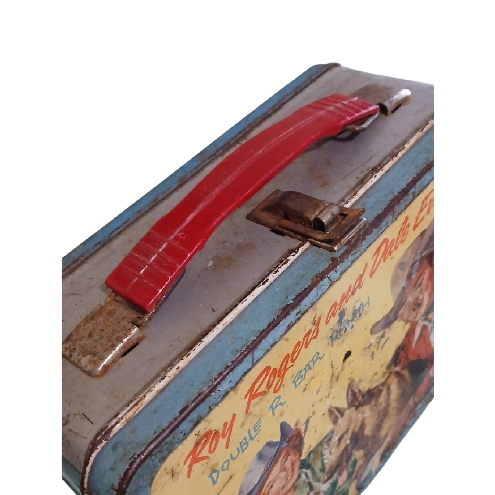 Roy Rogers And DALE EVANS  Thermos  Metal Lunchbox with Rodeo Scene. No Thermos