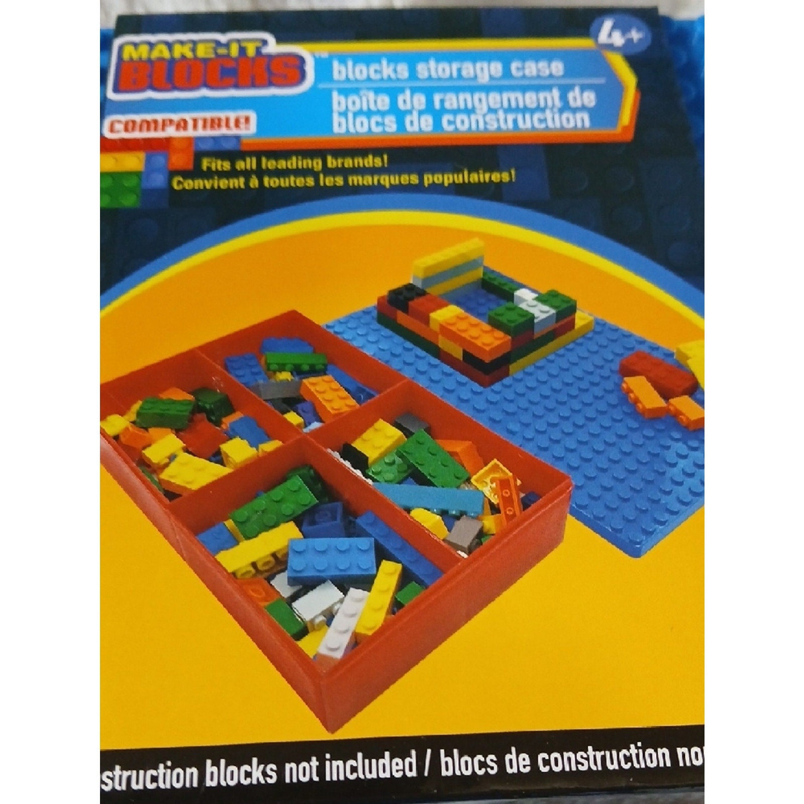 Blue Building Plate with Blue Building Base Red Storage Case - Kids Set  5x8x1.5