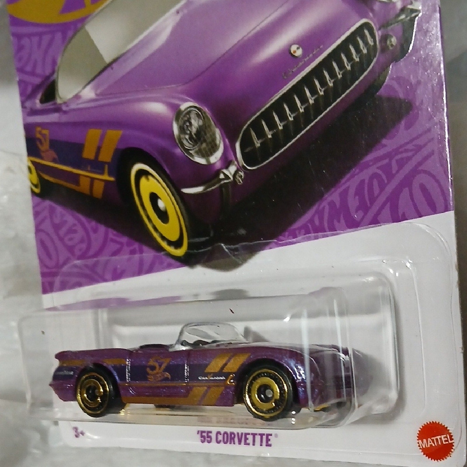 Mattel Purple and Gold Corvette Toy Car