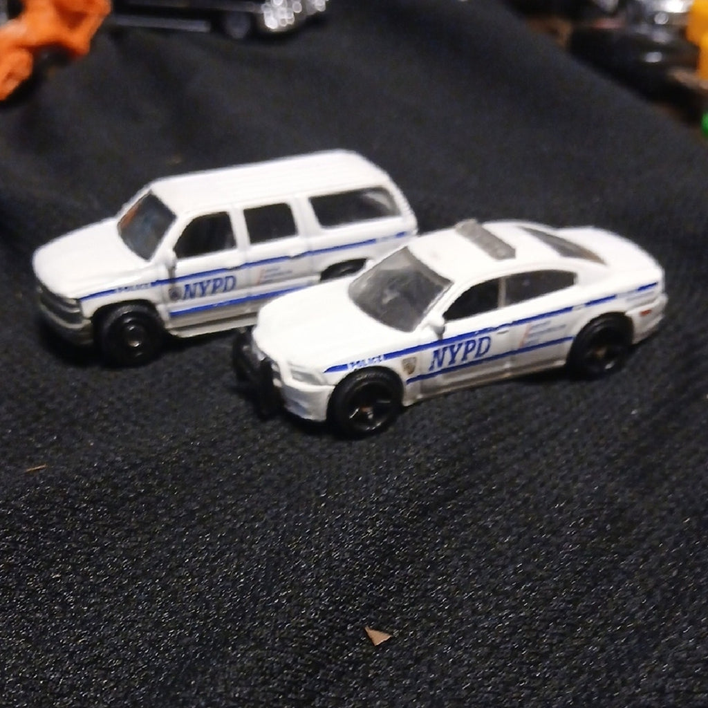NYPD POLICE VEHICLES...Charger and Suburban.. Matchbox Used  Car Set