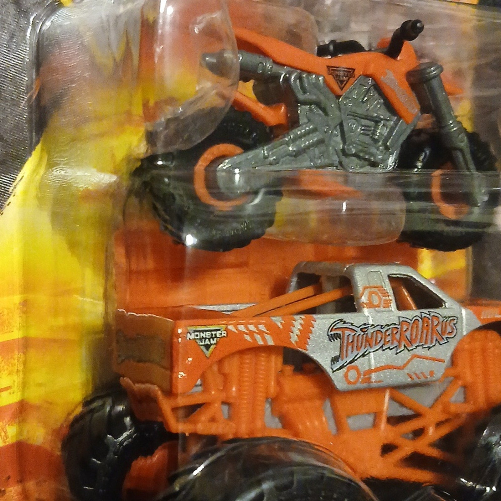 Thunderroarus Monster Truck And Motorcycle  Toy - Orange 1/64 Monster JAM