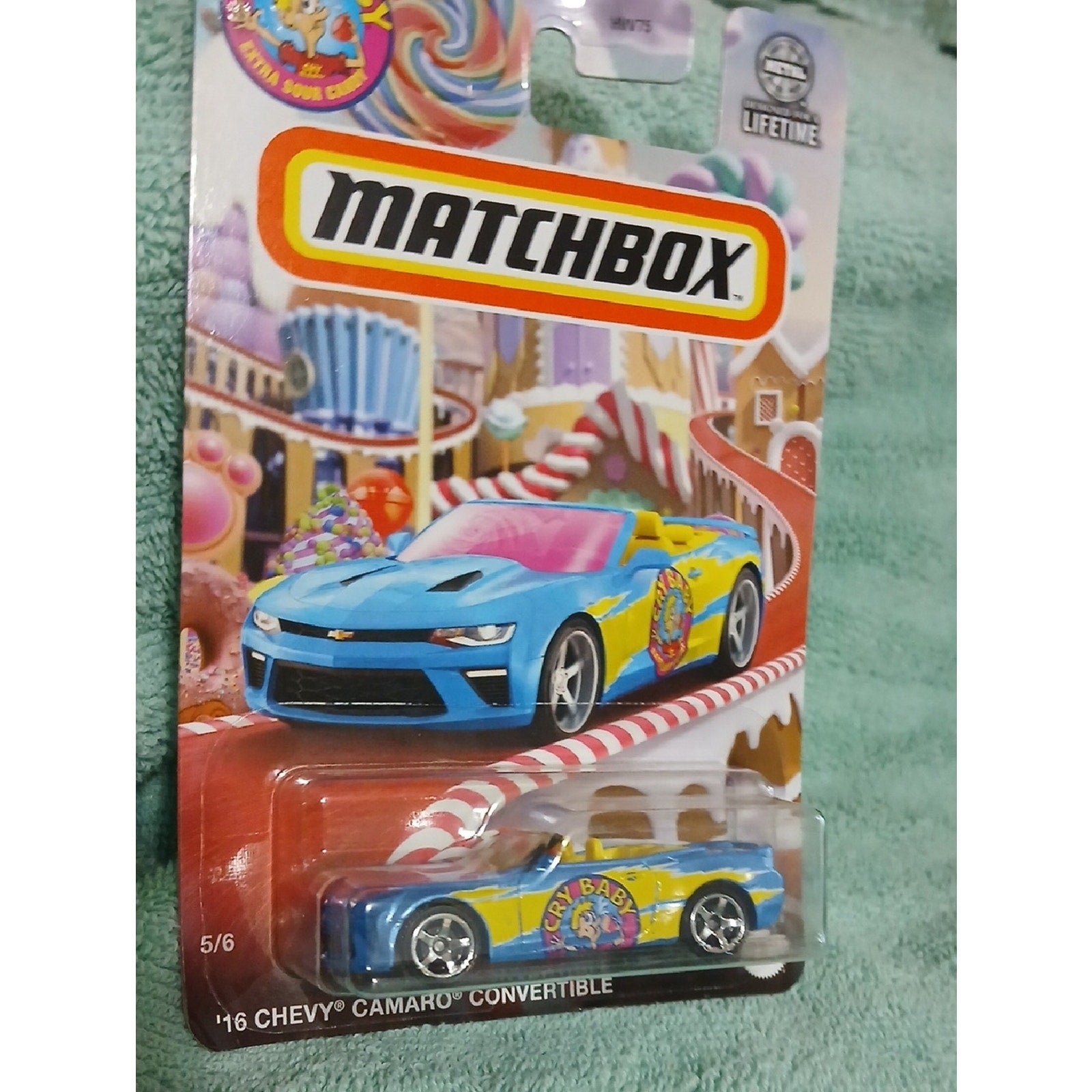 Matchbox Cry Baby '16 Chevy Camaro Convertible with Pink Windshield