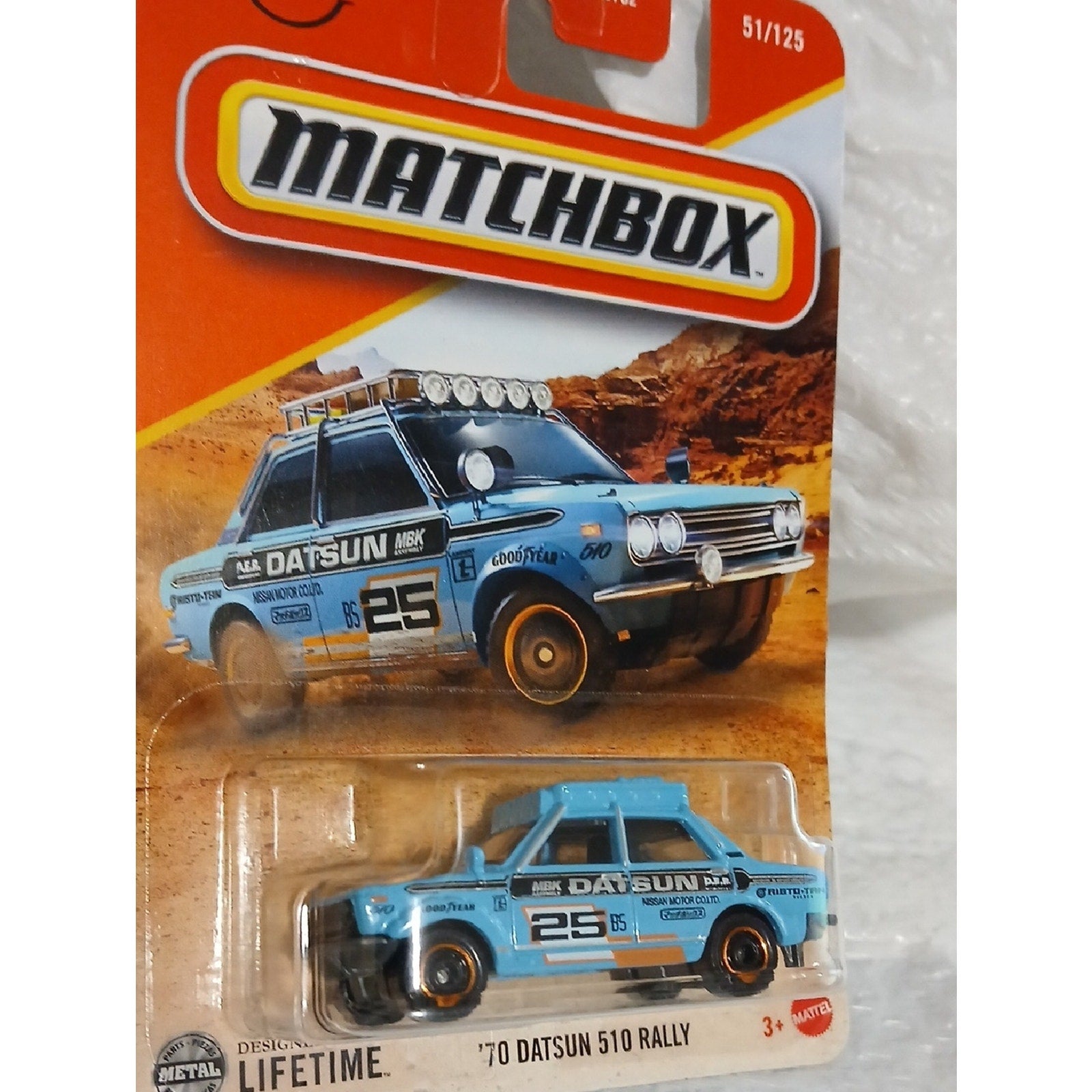 Matchbox Light Blue '70 Datsun 510 Rally Die-Cast Car