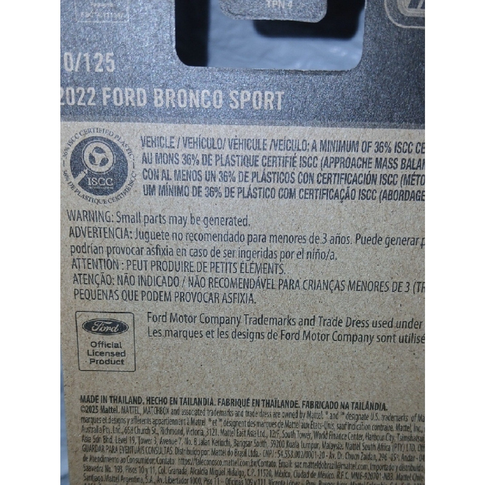 Matchbox 2022 Ford Bronco Sport Toy Car in Blue with White Roof